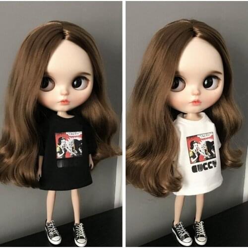 New 1PCS Cute Cartoon Long T-shirt Blyth Doll Shirt Skirt for Barbies, Pullip, ob24,Blyth 1/6 Doll Clothes Accessories