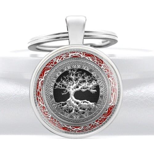 New Fashion Charm tree of Life Glass Cabochon Key Rings Classic Men Women Key Chain