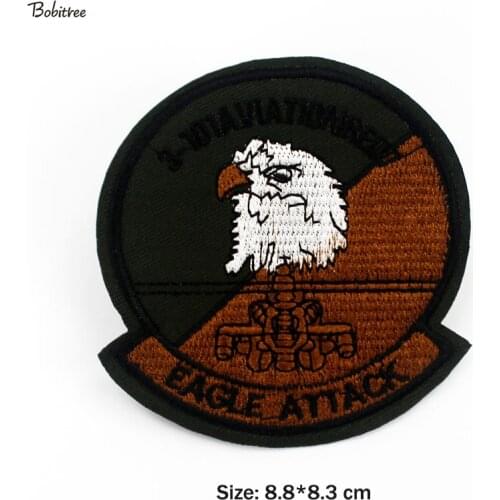 Eagle Attack Army Patches Iron on Embroidery Tactical Badges Stickers Applique for Jacket Jeans Cloth Decoration