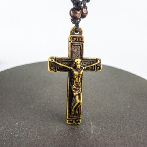 Christian Carving Pendants limitation Yak Bone Material Bone Art Necklace Pendant Vintage Mens adjustable Rope Necklaces #GZ227