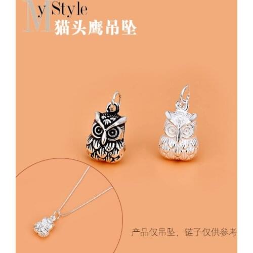 S925 sterling silver jewelry pendant, lovely owl pendant, handmade beaded bracelet necklace pendant accessories