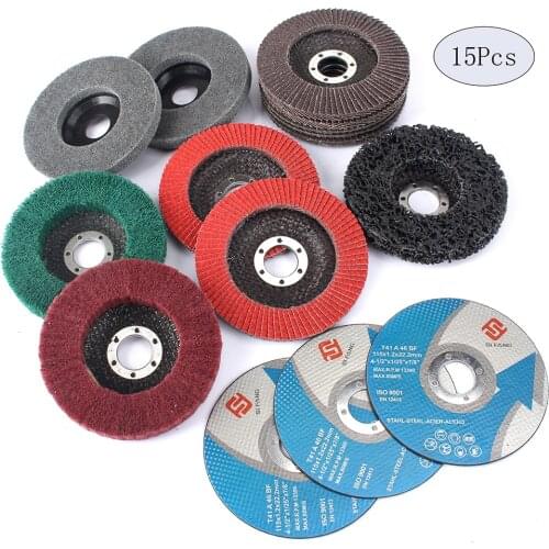 15Pcs 115mm Polishing Pad Poly Strip Disc Abrasive Wheel Paint Rust Removal Clean Grinding Wheels For Angle Grinder Strip Wheel