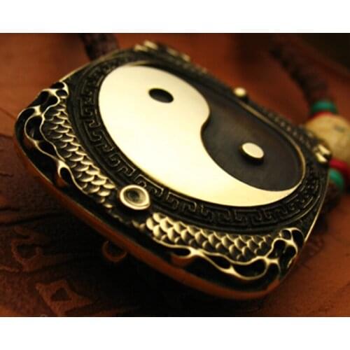 Handmade Tai Chi Gossip Pattern High-grade Brass Belt Buckle | Mens Belt Head | Belt Accessories