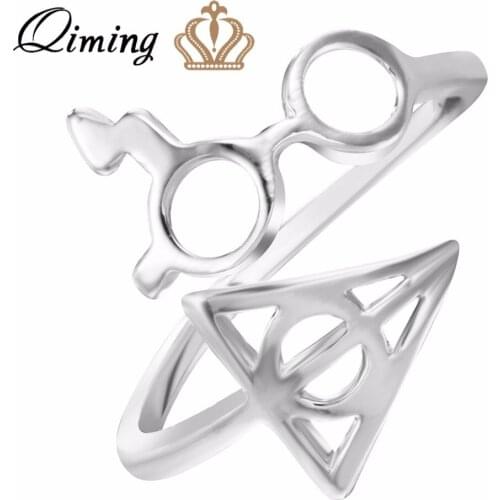 QIMING Famous Boutique Adjustable Magic Glasses Pendant Ring Love Forever Cute Evil eye rings for women birdesmaid wedding gift
