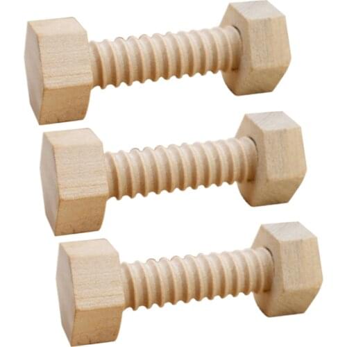 3Pcs Kids Educational Toy Wooden Screw Nut Assembling Toy Building Block Training Aid for Boys Girls