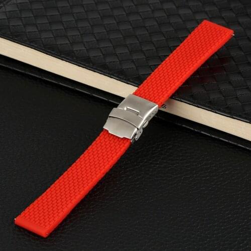 Red Replacement Watch Strap Waterproof Diving Watch Strap 18/20/22/24MM Watch Band Silicone Rubber Replacement Wrist Bracelet