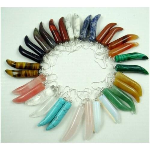 Natural stone Quartz Crystal tiger eye Turquoises Opal Big pepper earring pendant for diy Jewelry making earring Accessories