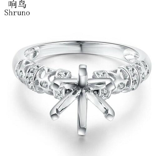 Sterling Silver 925 Round 7.5mm -8.25mm Genuine Natural Diamonds Semi Mount Engagement Wedding Ring Women Trendy Fine Jewelry