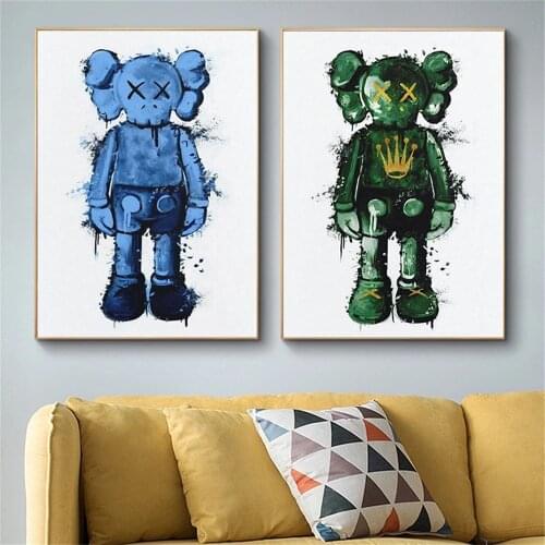 Graffiti Light Luxury teddy bear Poster Modern Canvas Painting Art Print trend Wall Picture For Living Room Home Decor Mural