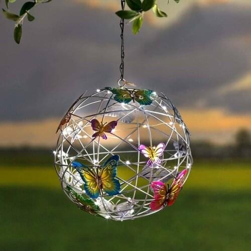 Hanging Solar Luminous Butterflies Round Ball Light Outdoor Waterproof Garden Coutrtyard Landscape Pathway Home Decorative Light
