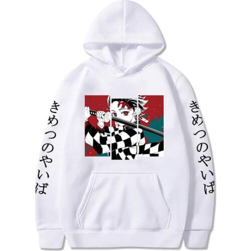 Demon Slayer Hoodie Anime Tanjiro and Nezuko Harajuku Streetwear Pullover Kimetsu No Yaiba Hoody Sweatshirt Unisex