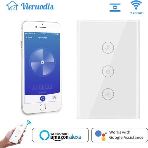Tuya EU/UK/US WiFi Smart Ceiling Fan Switch APP Remote Timer and Speed Control works with Alexa and Google Home No Hub Required