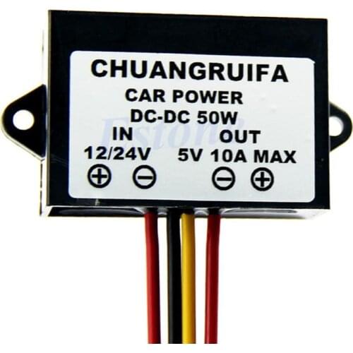 Waterproof DC 12/24V to 5V 10A 50W Buck StepDown Converter Module Car Power