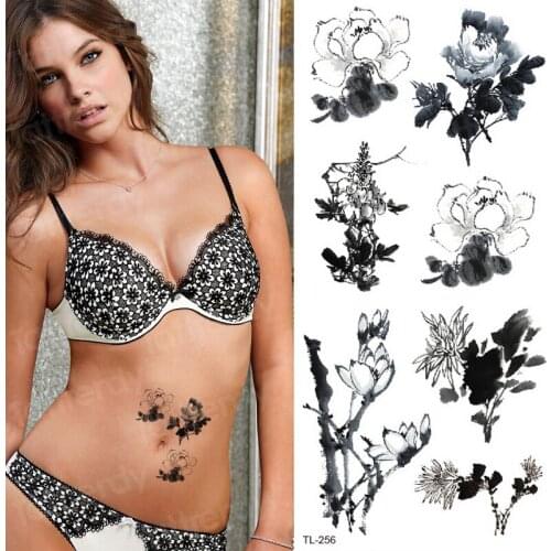 Temporary tattoo sticker flower sexy tattoo for women tatoo fake girls body stickers bikini tattoos to cover scars fashion style