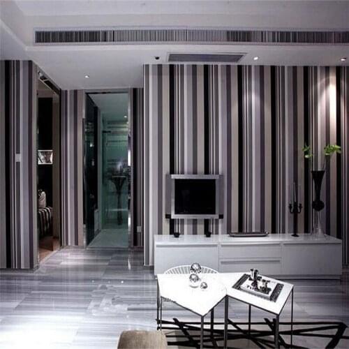 Wellyu Black and white gray simple modern striped wallpaper living room bedroom wallpaper sofa background wall