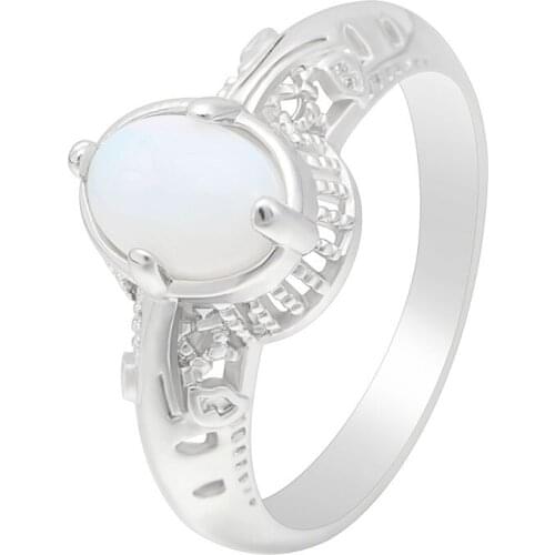 Hainon Simple Engagement Party Oval White Fire Opal Rings Silver Color Filled Jewelry Rings For Women Fashion 30% off Jewelry