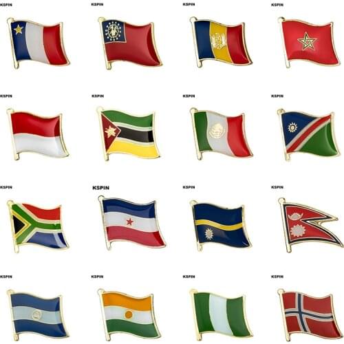 Flag Laple Pin Badge Brooch Acadia Myanmar Moldova Morocco Mozambique Mexico Namibia South Africa Yugoslavia Nauru Nepal