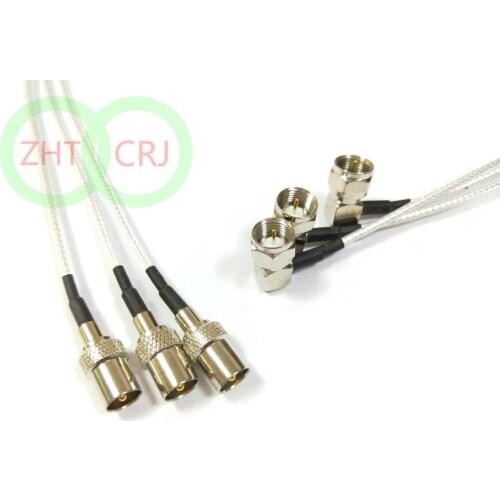 10pcs F MALE ANGLE to DVB TV Pal Male Coaxial RF Cable rg316 1.8 M