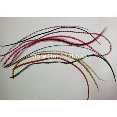 10pcs/lot 20-30cm Natural Feathers 100% Real Grizzly Thin Rooster Individual Feather Hair Extensions Salon DIY Hair accessories