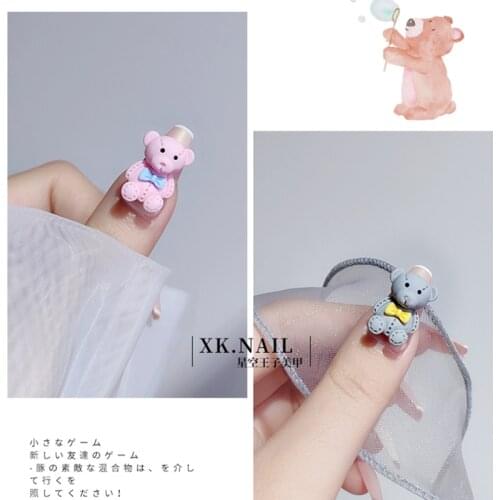 10 Pcs Cute Cartoon Bear 3D Nail Art Decorations Lovely Japanese Style Ornament Manicure Design Accessories 13*18MM
