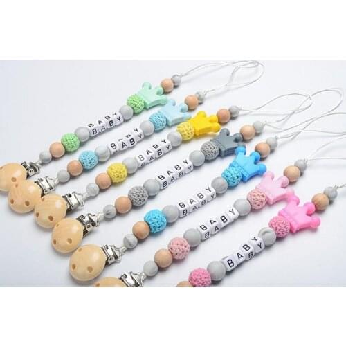 100pcs DIY Silicone Baby Pacifier Clips, Funny Pacifier Chain with Mouse Holder for Baby, Baby Shower Gift BPA Free