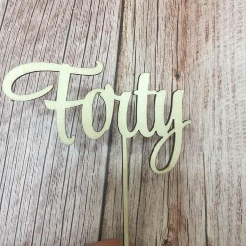 20pcs wood forty cake topper 40th happy birthday cake decoration