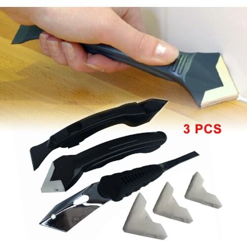 3pcs Set Sealant Spatula Caulking Tool Kit Scraper Joint Silicone Grout Remover Bathroom Frames Sealant Seals Cleaning Remover 3