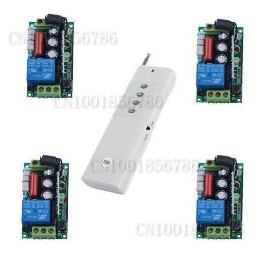 3000M Long Range Remote Control Switch System 220V RF 4 Receivers+1Transmitter Through Wall For LED Light Lamp