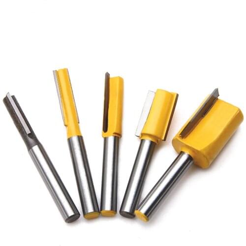 5Pcs 1/4'' Shank Woodworking Milling Cutter Router Straight Dado Router Bit Set For for Wood Endmill Trimming Tool Mayitr