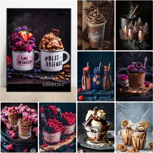 5D DIY Diamond Painting Ice Cream Full Square/Round Cross Stitch Kits Food Diamond Embroidery Mosaic kitchen Decoration 2021 New