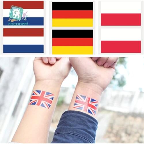 2019 English Flags Tattoo Sticker Of Gemany,Poland,Netherlands UK Flag Britisth Flag Temporary Tattoo For Football Games