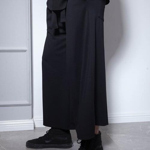 Korean version of trendy casual culottes large bell-shaped trousers wide leg trousers large size wide leg mens trousers fashion