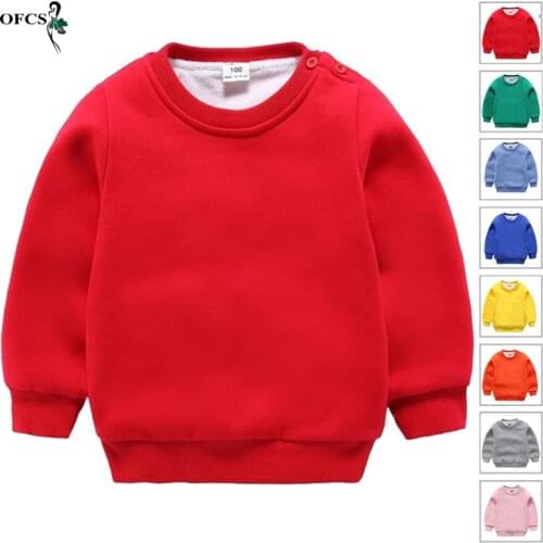 Kids Winter Warm Plus Velvet Hoodies Sweatshirt Boys/Girls Solid Color Sweatshirts For Teen Girls Children Outerwear Costume Top