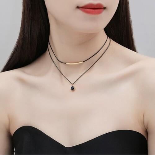 Double Layer Necklace Womens Summer Light Luxury Collarbone Chain 2021 new fashion choker web celebrity niche design pendant