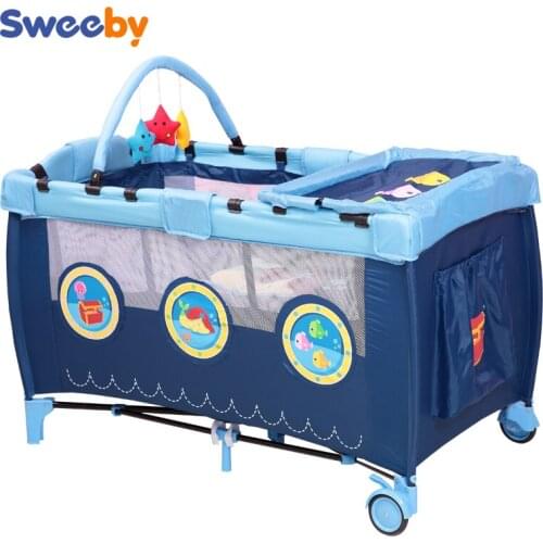 Eco-Friendly Multifunctional Folding Baby Crib Infant Baby Bed Portable Fence Game Bed