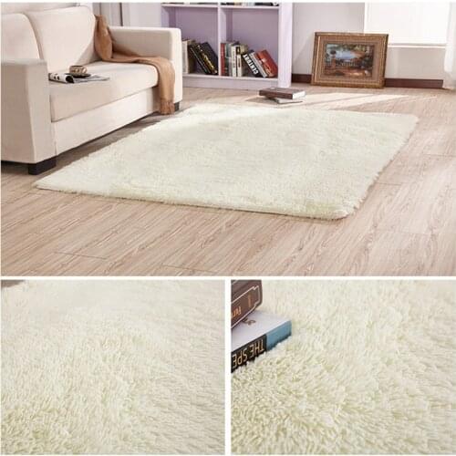 European modern rectangular blanket long hair non-slip silk floor mat living room coffee table rug bedroom bed thick carpet