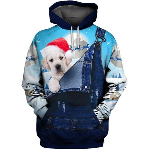 CLOOCL Graphic Overalls Hoodies Christmas Labrador Animals Men Clothing Women Casual Sweatshirts Pocket Harajuku Streetwears