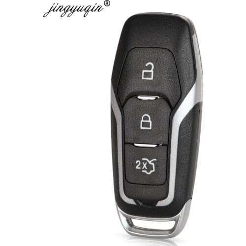 Jinyuqin Smart Remote Key Case for Ford Mondeo 2.0T KUGA Mustang 2015 EDGE Car Styling 3 Button Silver Tape Replace Key Shell