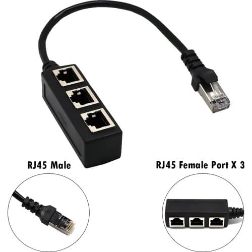 LAN Ethernet Network RJ45 Connector 1 Male To 3 Female Splitter Adapter Cable for PC Laptop Networking Extension