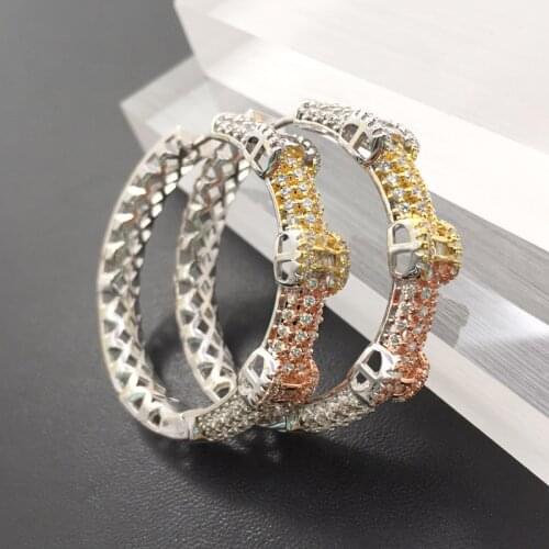 Lanyika Fashion Jewelry Trendy Shiny Big Ear Loops Micro Plated Luxury Wedding Birthday Earrings Lucky Bridal Daily Best Gift