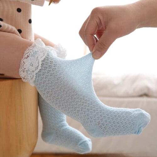 White Boys and Girls Summer Mesh Knee High Socks Thin Lace Kids Mosquito Long-tube Princess Sock Polyester Baby Toddler Stuff