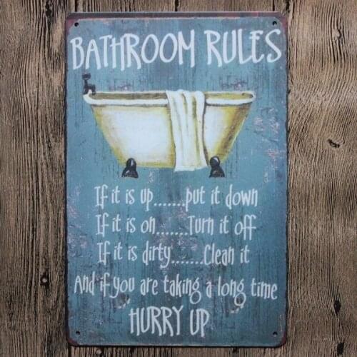 Metal Tin Sign Bathroom Rules Bar Pub Home Vintage Retro Poster Cafe Art Large :12X 8/ 12X 6 Inches