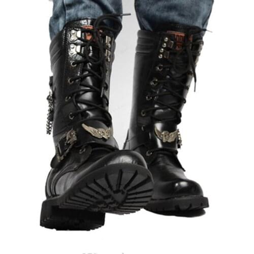 Long Barrel High-top Martin Military Boots Men Shoes Leather Men Boots Men Brand Fur Boots Autumn And Winter Shoes Size 37-45