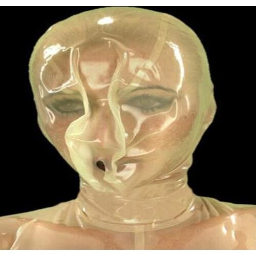New Unisex Natural Clubwear Accessories Gay Femme Latex Full Face Mask Hood Shiny Headgear for Halloween Party Role Play Costume