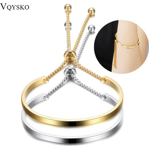 New Fashion Gold Stainless Steel Bangle Bracelets For Women Adjustable Christmas High Polished Gift Bracelet Femmel Wholesale