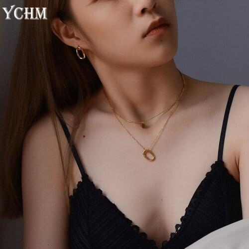 Irregular Circle Layered Necklaces for Women Jewelry Stainless Steel Necklace Aesthetic Accesories YCHM