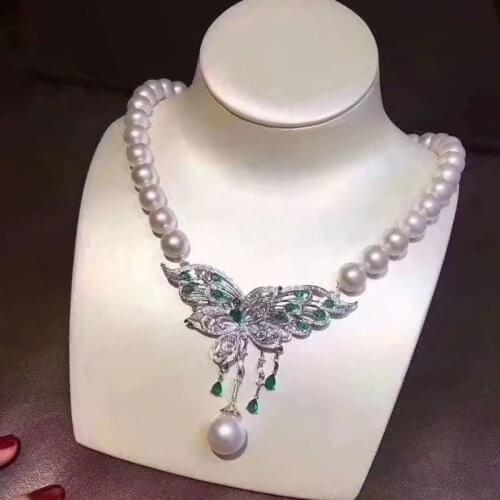 Freshwater Pearl 9-10mm round pendant Necklace 45cm wholesale for women xmas gift