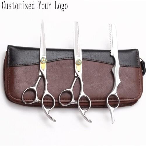 6.0" 17.5cm Customized Logo Hairdressing Supplies C1115 Barber Scissors Cutting Scissors Thinning Shears Hair Scissors Add Razor