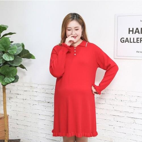 Party Slim Maternity Large Fat MM Fashion Simple Sweater Dress Pregnant Mom Out Office Banquet