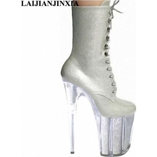 Wholesale 20cm sexy platform Crystal shoes winter fashion boots sexy clubbing high heel boots 6 inch womens shoes ankle boots